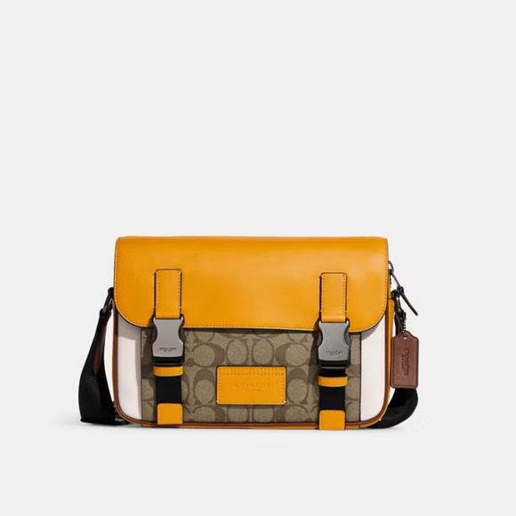 Coach men's Track Crossbody In Colorblock Signature Canvas CC357 - Picture 2 of 13